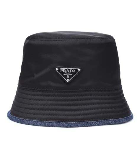 prada denim bucket hat|prada nylon beanie.